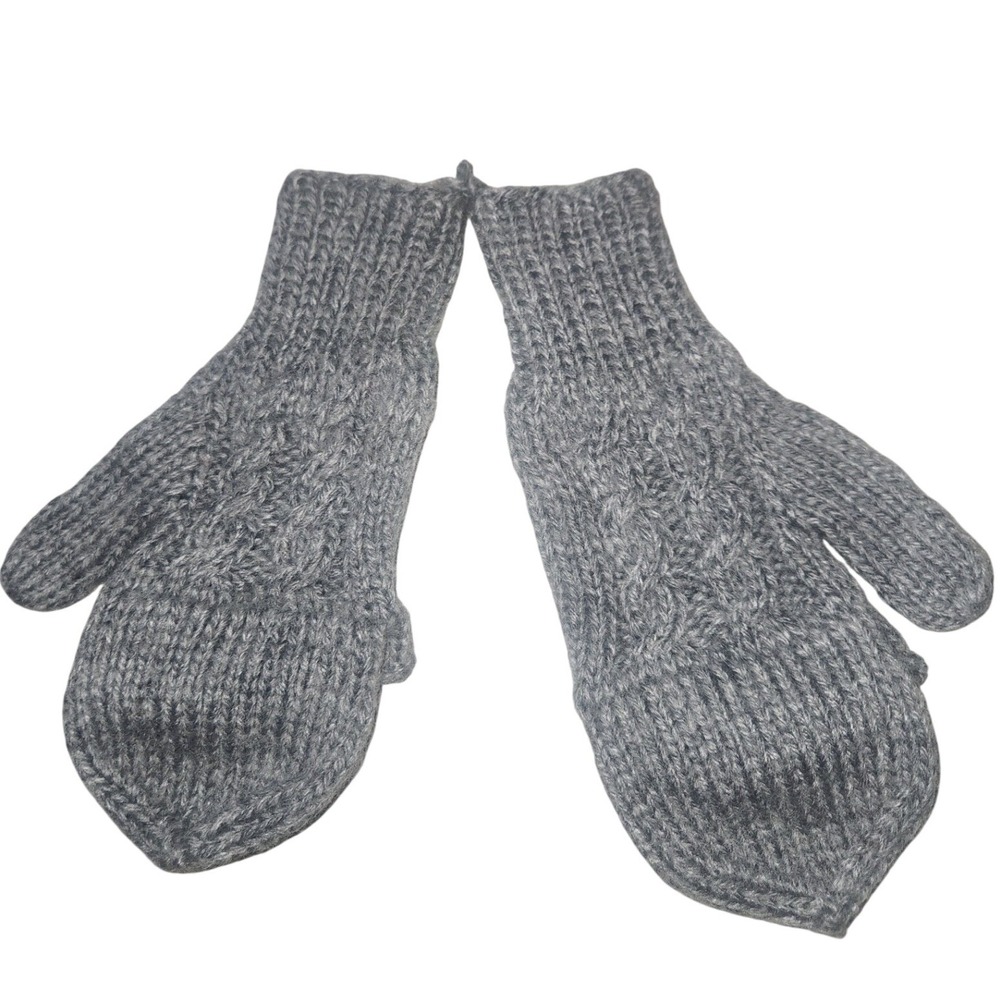 Handmade Gray Knit Convertible Mittens Fingerless Flip Top Glittens Heather Grey